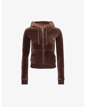 Juicy Couture Robertson Logo-Embellished Velour Hoody - Brown