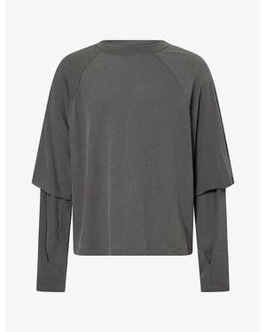 Seventh Raglan Layered Long-Sleeve Cotton T-Shirt - Grey