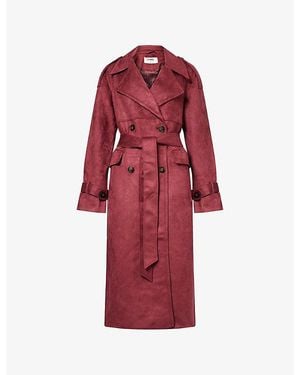 4th & Reckless Wallace Belted Faux-Suede Coat - Red