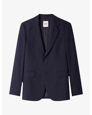 Sandro Lapel-Collar Single-Breasted Wool Suit Jacket - Blue