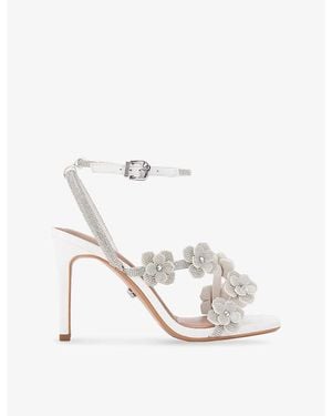 Carvela Kurt Geiger Petalo Rhinestone-Embellished Faux-Leather Heeled Sandals - White
