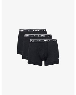 Nike Dri Fit Essential Pack Of Three Stretch-Cotton Boxer Briefs - Black