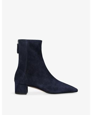 Aquazzura Saint Honore 35 Suede Ankle Boots - Blue