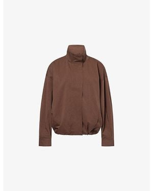Dissh Rory High-Neck Cotton And Linen-Blend Track Jacket - Brown