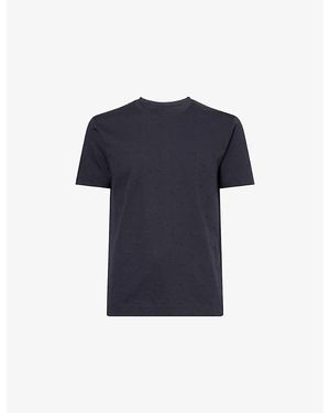 Emporio Armani Eagle-Embossed Cotton T-Shirt - Blue