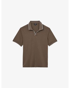 Reiss Nico Air-Water Tipped Cotton Polo Shirt - Brown