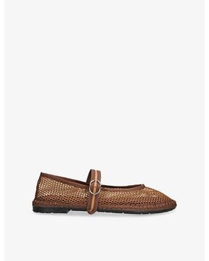 Flabelus Isabella Mesh Mary-Jane Flats - Brown
