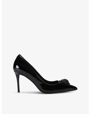 Kurt Geiger Belgravia Eagle Head-Embellished Patent-Leather Courts - Black