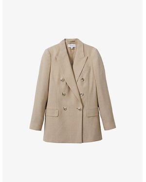 Reiss Sadie Relaxed-Fit Double-Breasted Wool Blazer - Natural