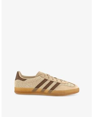 adidas Gazelle Indoor Textured Woven And Leather Low-Top Trainers - Natural