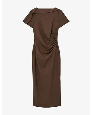 Reiss Hilary Ruched Boat-Neck - Brown