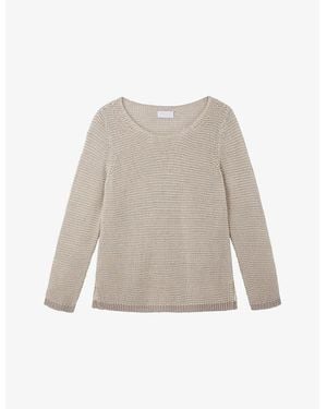 The White Company Slash-Neck Textured Linen And Cotton-Blend Sweater - Natural