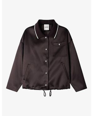 Sandro Polo Collar Satin-Look Jacket - Black