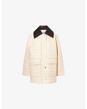 Ganni Relaxed-Fit Corduroy-Collar Quilted Jacket - Natural
