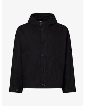 Palmes Hooded Herringbone Cotton Jacket - Black