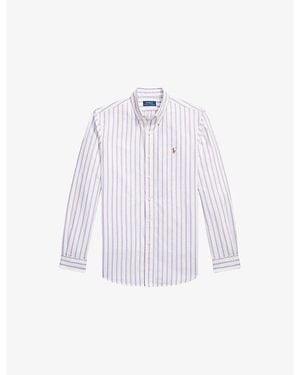 Polo Ralph Lauren Slim-Fit Striped Oxford Cotton Shirt - White