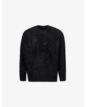 Soft Goat Brushed-Knit Crewneck Cashmere Sweater - Black