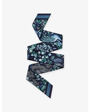 Cartier Blooming Panthère Bandeau Printed Silk-Twill Scarf - Blue