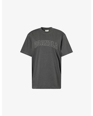 ADANOLA Varsity Stitch Short-Sleeve Oversized Cotton T-Shirt - Gray
