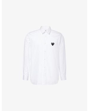 COMME DES GARÇONS PLAY Heart-Embroidered Button-Up Cotton Shirt - White