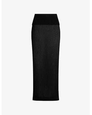 Skims Foldover Sheer Knit Maxi Skirt - Black