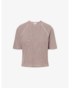 ME+EM Pinstripe Raglan-Sleeve Cotton-Blend T-Shirt - Pink