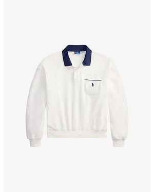 Polo Ralph Lauren Terry Logo-Embroidered Cotton-Jersey Polo - White
