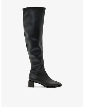 AllSaints Avril Knee-High Block-Heel Leather Boots - Black