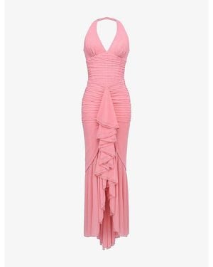 pink chiffon dress knee length Short Knee Length Chiffon Dress by Poly USA 7290 XL / Blush