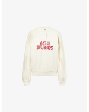 Acne Studios Fern Logo-Print Cotton Sweatshirt - White