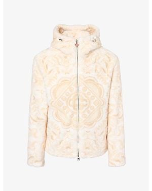 CASABLANCA Hooded Faux-Fur Jacket - Natural