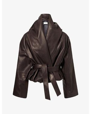 Magda Butrym Belted Leather Jacket - Brown