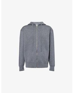 Loewe Anagram Relaxed-Fit Stretch-Wool Blend Hoody - Blue
