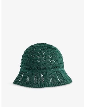 Daily Paper Embroidered-Logo Open-Knit Bucket Hat - Green