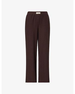 4th & Reckless Zoey Pointelle Stretch-Cotton Trousers - Brown