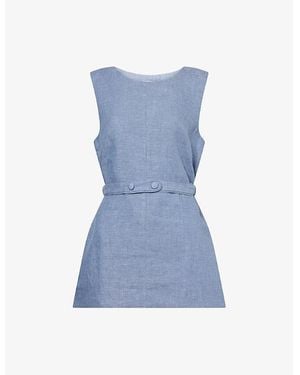 Posse Thea Sleeveless Linen Tunic Top - Blue