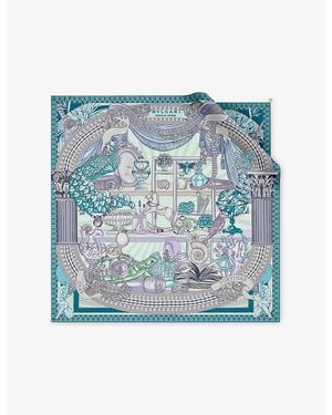 BVLGARI Curiosity Printed Square Silk-Twill Scarf - Blue