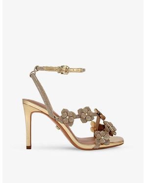Carvela Kurt Geiger Petalo Rhinestone-Embellished Metallic Faux-Leather Heeled Sandals