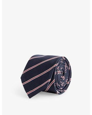 Thom Browne Jacquard Stripe Silk Tie - Blue
