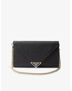 Prada Saffiano Leather Envelope Clutch Bag - Black
