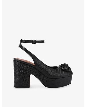 Kurt Geiger Chelsea Platform Sling-Back Leather Heels - Black