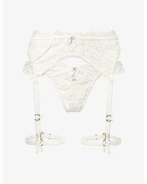 Lounge Underwear Bridal Elizabeth Lace Thong And Suspender Set - White