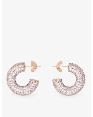 Maje Half-Hoop Rhinestone Metal And Crystal Hoop Earrings - Metallic