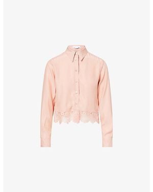 Stella McCartney Lace Long-Sleeve Silk Shirt - Pink