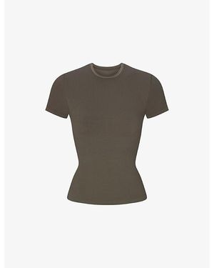 NikeSKIMS Ribbed Seamless Baby Tee Jersey T-Shirt - Grey
