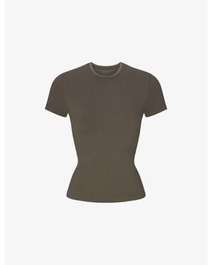 NikeSKIMS Ribbed Seamless Baby Tee Jersey T-Shirt - Gray