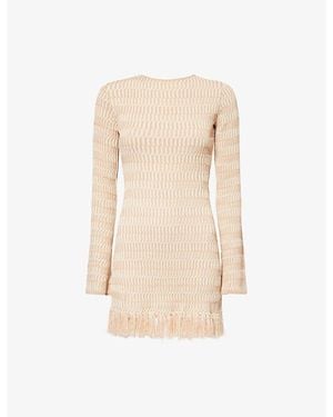 Devon Windsor Costa Metallic Knit Dress - Natural