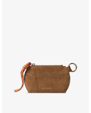 Claudie Pierlot Logo-Embossed Suede Card Holder - Brown