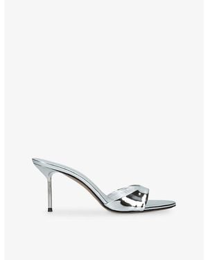 Paris Texas Lidia 70 Metallic-Leather Heeled Mules - White