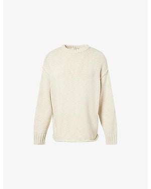 Dissh Roy Longline Cotton And Merino Wool-Blend Knitted Jumper - Natural